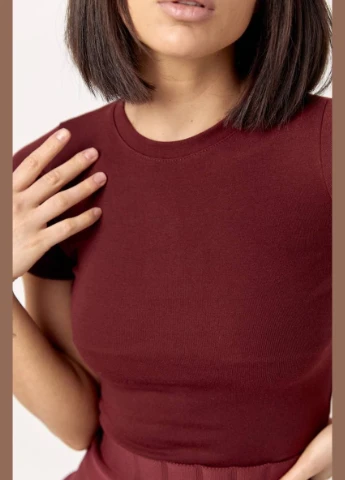 Жіноча коротка однотонна футболка Lurex Футболка - (327088173)