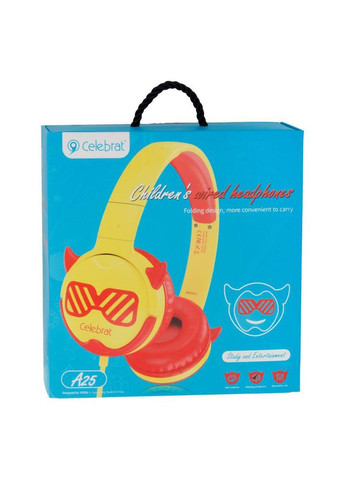 Навушники накладні дитячі A25 3.5 мм жовточервоні Celebrat (280878067)