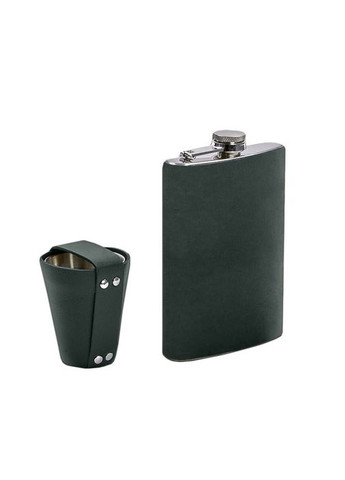Набор с флягой и рюмками в кожаном чехле зеленый Crazy Horse BlankNote (348359297)