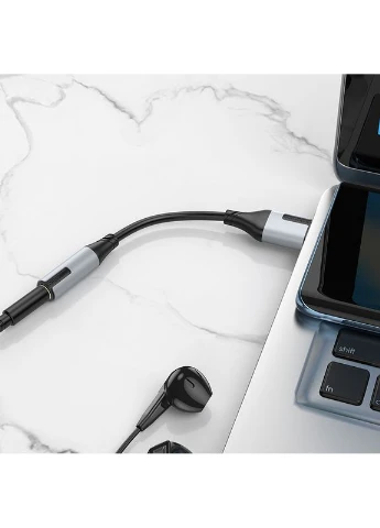 Перехідник digital audio converter Type-C to 3.5mm Black (6941991108372) Borofone BV19 Creator (372679138)
