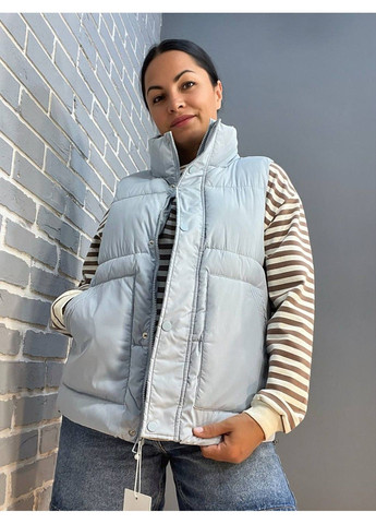 Жилетка женская 520 удлиненная наложенные карманы молния кнопки воротник стойка HAIZIYUAN (303140121)