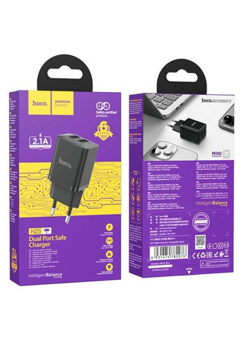 Зарядний пристрій N25 Maker (2 USB) 6931474782076 чорний Hoco (279553623)