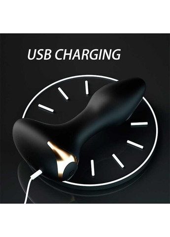Анальная пробка с вибрацией на USB черного цвета с тактильно приятным силиконом, имеет 10 режимов вибрации. Lilo (360603074)