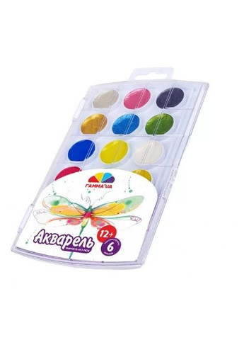 Акварель ГАММАUA ПЛАСТ Творчість 12+6 перламутрових кольорів 400112 (4820219213109)(SC) shop (4820219213109) Гамма (363255433)