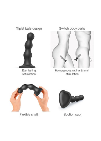 Насадка для страпона Strap-On-Me Dildo Plug Balls Black XL No Brand (366876900)
