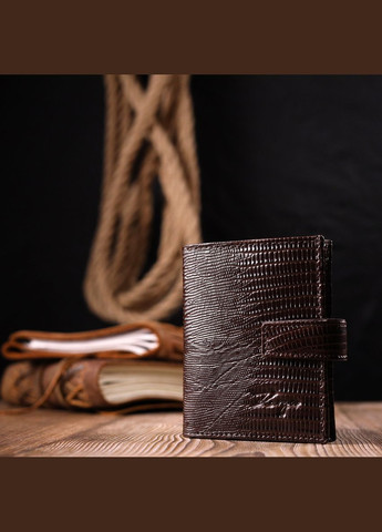 Вертикальный кошелек мужской Кожаный 20991 Коричневый Karya (306882227)