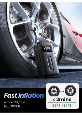 Автомобільний насос CD259 Portable Tire Inflator Ugreen (371362945)