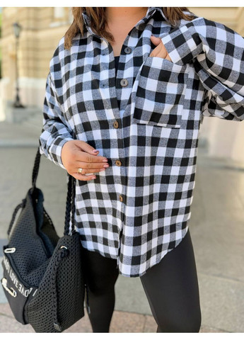 Черная повседневный рубашка в клетку KaraMix с длинным рукавом