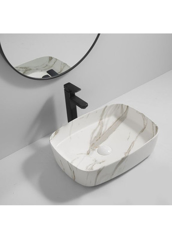 Раковина накладная Premium BEVEL-0102 MARBLE 495х370х135mm (MP6519) Mixxus (322074368)