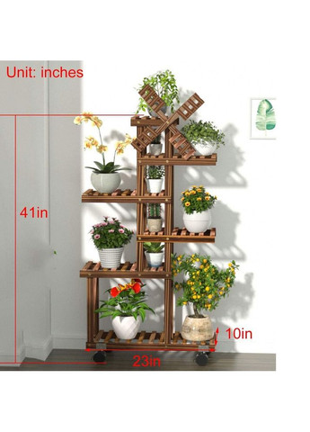 Подставка для цветов из дерева Матури 3 на колёсиках мокко (ЦВТ-310610) No Brand (328227539)