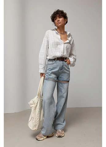 Синяя рубашка однотонная Lurex