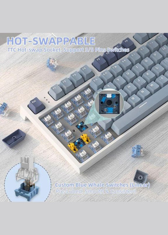 Беспроводная клавиатура K86 Blue RGB подсветка | HotSwap ATTACK SHARK (354224127)