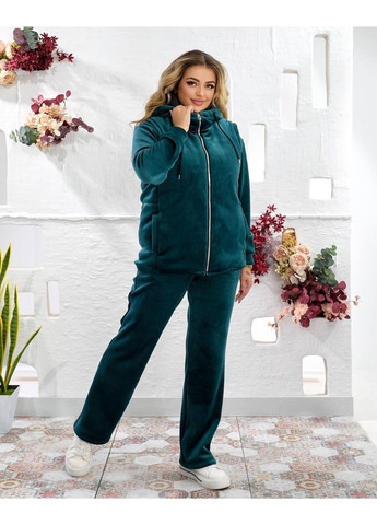 Женский теплый велюровый костюм тройка с жилеткой No Brand (363320580)