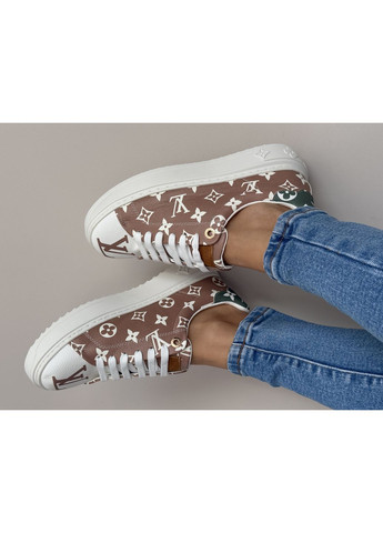 Кросівки жіночі Louis Vuitton Trainer Time Out Monogram Blanc beige | Луї Віттон бежеві No Brand коричневі демісезони (366576524)