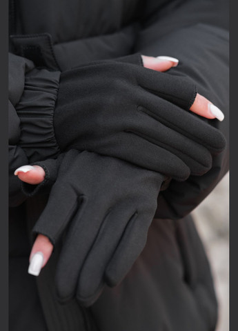 Теплые черные зимние сенсорные перчатки без пальцев перчатки 1-4А Double Without (304611746)