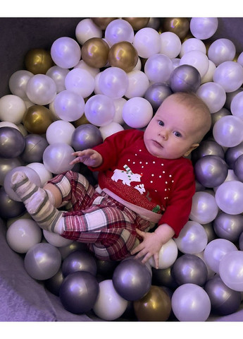 Дитячий сухий басейн з кульками 100х40 см сірий оксамит (велюр) JoyfulKids (368766619)