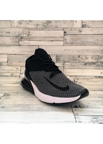 Серые демисезонные кроссовки мужские nike air max 270 flyknit black grey white найк аир макс 270 No Brand