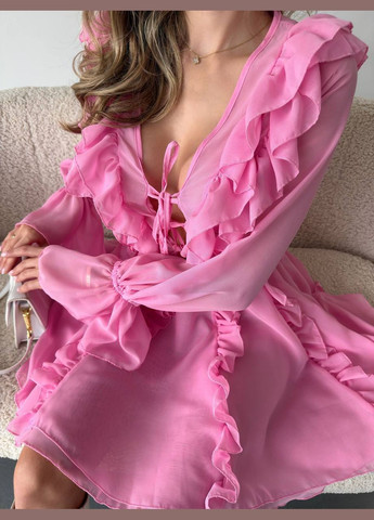 Розовое праздничный, коктейльное, откровенный, повседневный, кэжуал, джинсовое, вечернее шифоновое платье Україна