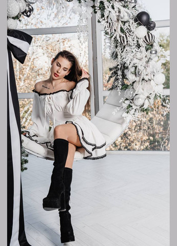 Белое праздничный, коктейльное, вечернее платье с кружевом с юбкой-солнце No Brand