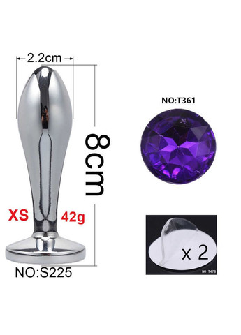 Металева анальна пробка з каменем фіолетового кольору, 10173 No Brand (315439983)