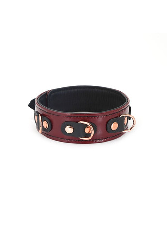 Кожаный ошейник с поводком Wine Red Collar and Leash, 3 кольца для крепления Liebe Seele (335392188)
