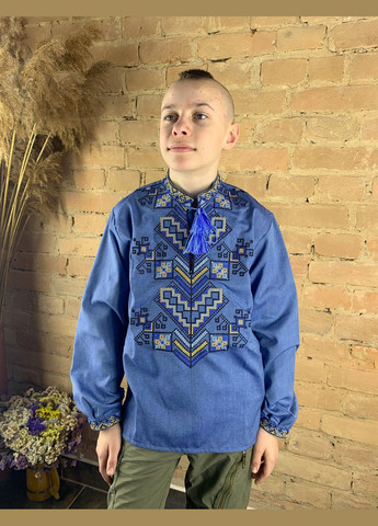 Синяя подростковая натуральная вышиванка дерево жизни НоКо хлопок (306555194)