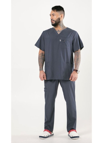 Серый демисезонный костюм медицинский мужской "денис" No Brand