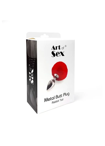 Металлическая анальная пробка М Bunny Tails Butt plug, Белый Art of Sex (395734807)