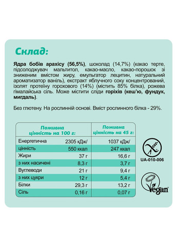 Протеїновий батончик без глютену FIZI Peanut cacao 29% 45 г х 10 шт Рослинний протеїн (4820262540054) No Brand (355878174)