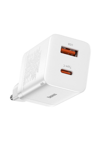 Сетевое зарядное устройство для Super Si Pro Quick Charger C+U 30W EU White Baseus (369457500)