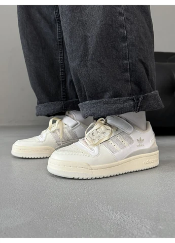 Белые демисезонные кроссовки мужские adidas forum cream white адидас форум белые No Brand
