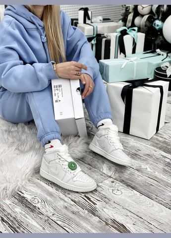 Кросівки зимові жіночі і чоловічі Nike Air Jordan 1 winter white fur | Найк Аір Джордан 1 білі з хутром No Brand білі зими (308072648)