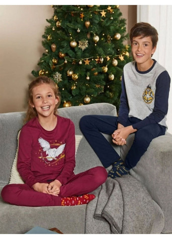 Бордова всесезон бавовняна піжама (лонгслів, штани) лонгслів + брюки Pepperts