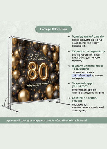 Баннер для фотозоны "С Днем рождения" | 1.2×1.2 м | Праздничный фон №42103 Vinylpex (360982221)