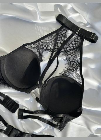 Чорний демісезонний елегантний комплект з розкішним мереживом Vakko