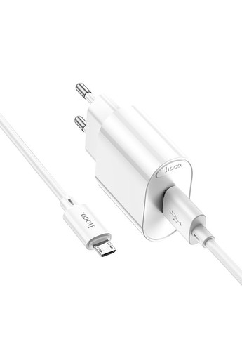 Сетевое зарядное устройство с кабелем single port QC3.0 charger set(Micro) White (6931474784827) Hoco C109A Fighter (362219514)