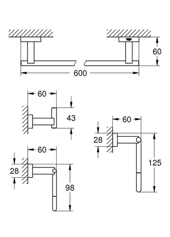 Набор аксессуаров Essentials Cube 4 в 1, хром (40778001) Grohe (322294791)