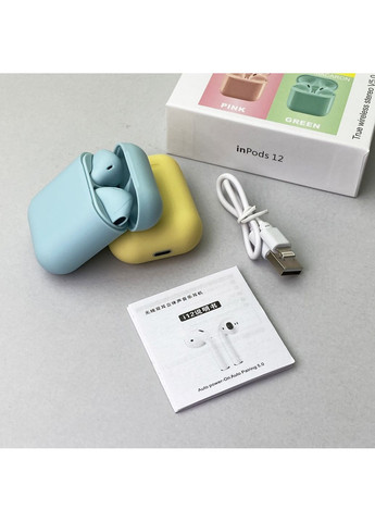 Бездротові навушники i12 Pods Рожеві Bluetooth вставні для музики та дзвінків без дротів TWS 2 (372459936)