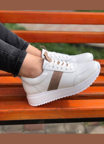 Жіночі кросівки з натуральної шкіри (1370) No Brand білі демісезони (317171414)