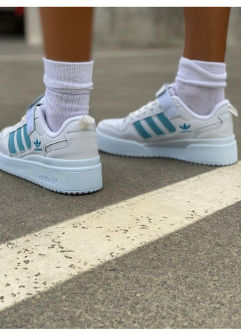 КРОССОВКИ ЖЕНСКИЕ ADIDAS FORUM WHITE BLUE АДИДАС ФОРУМ No Brand белые демисезоны (368869746)