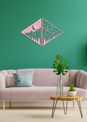 Сучасна картина на стіну в спальню, декор для кімнати "День і ніч", оригінальний подарунок 40х65 см Woodyard (292112757)