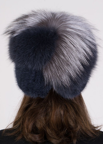 Жіноча хутряна шапка з норки та помпона з хутра песця та чорнобурки Меховой Стиль Улитка (301907557)