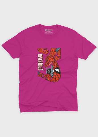 Розовая демисезонная футболка для девочки с принтом супергероя - человек-паук (ts001-1-fuxj-006-014-042-g) Modno