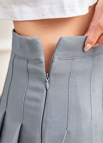 Серая кэжуал, спортивная, повседневная однотонная юбка с шортиками No Brand плиссе