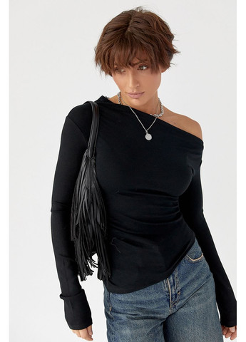 Ассиметричний лонгслів з відкритим плечем Lurex (370379817)