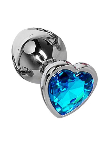 Анальная пробка в форме сердца S с фиолетовым стразом в чехле 2.8*7.5 см Металлическая No Brand (340914284)