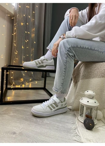 Білі літні кросівки adidas forum low white green адідас форум No Brand