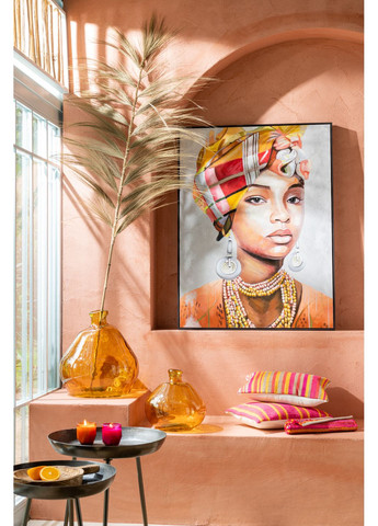 Ваза скляна фігурної форми жовтого кольору висота 48 см (21715) J-Line (363970270)