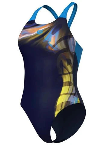 Темно-синій літній купальник 100% поліестер темно Arena DREAMHLINE SWIMSUIT V BACK