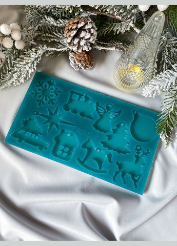 Новогодний набор №3 молд для 10 миниатюрных игрушек из эпоксидной смолы на елку силиконовая форма для смолы No Brand (370566774)